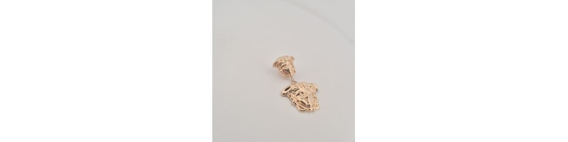 Orecchini Enricooro X25.0261 medusa lobo e pendente oro giallo