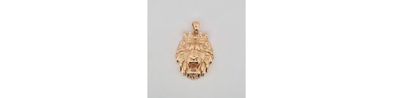 Pendente Onais F25.4729 leone elettroformato argento giallo