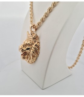 Catena Onais corda e pendente leone elettroformato argento giallo